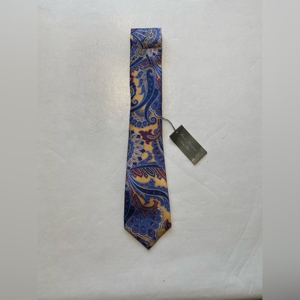 NEW- Mens Daniel Cremieux Limited Edition Yellow Paisley Silk Neck Tie $125 -A13